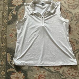 Sigrid Olsen White Golf or Tennis Sleeveless Zip Top